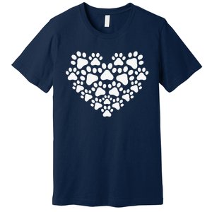 Heart Paw Print Dog & Cat Mom & Dad Mothers Day Fathers Day Premium T-Shirt