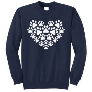 Heart Paw Print Dog & Cat Mom & Dad Mothers Day Fathers Day Tall Sweatshirt