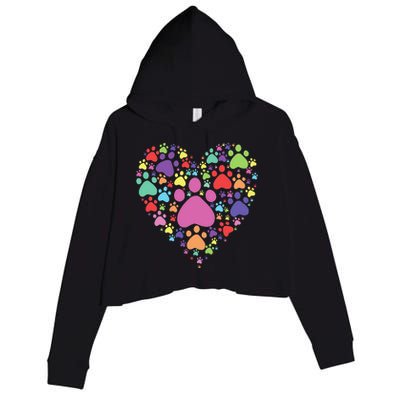 Heart Paw Print Dog Cat Lover Valentines Day Crop Fleece Hoodie