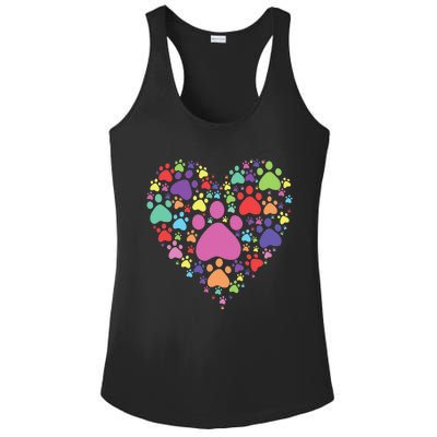 Heart Paw Print Dog Cat Lover Valentines Day Ladies PosiCharge Competitor Racerback Tank