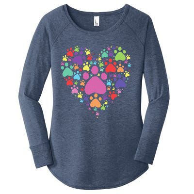 Heart Paw Print Dog Cat Lover Valentines Day Women's Perfect Tri Tunic Long Sleeve Shirt