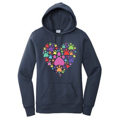 Heart Paw Print Dog Cat Lover Valentines Day Women's Pullover Hoodie