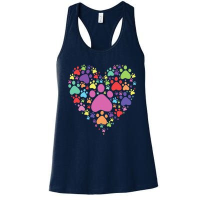 Heart Paw Print Dog Cat Lover Valentines Day Women's Racerback Tank