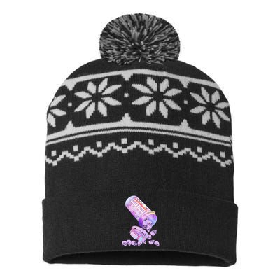 Happy Pills Pastel Goth Kawaii Yami Skull Otaku USA-Made Snowflake Beanie