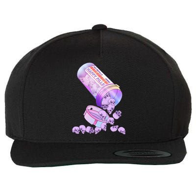 Happy Pills Pastel Goth Kawaii Yami Skull Otaku Wool Snapback Cap