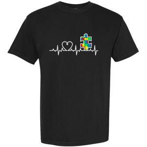 Heart Puzzle Piece Heartbeat Cool Autism Awareness Gift Garment-Dyed Heavyweight T-Shirt