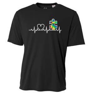 Heart Puzzle Piece Heartbeat Cool Autism Awareness Gift Cooling Performance Crew T-Shirt