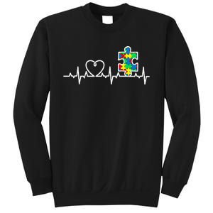 Heart Puzzle Piece Heartbeat Cool Autism Awareness Gift Sweatshirt