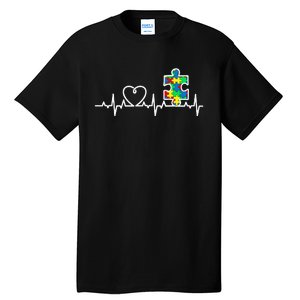 Heart Puzzle Piece Heartbeat Cool Autism Awareness Gift Tall T-Shirt