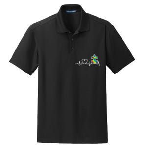 Heart Puzzle Piece Heartbeat Cool Autism Awareness Gift Dry Zone Grid Polo