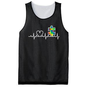 Heart Puzzle Piece Heartbeat Cool Autism Awareness Gift Mesh Reversible Basketball Jersey Tank