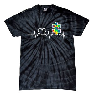 Heart Puzzle Piece Heartbeat Cool Autism Awareness Gift Tie-Dye T-Shirt