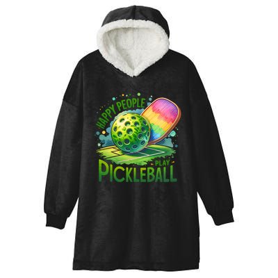 Happy People Play Pickleball Hooded Wearable Blanket