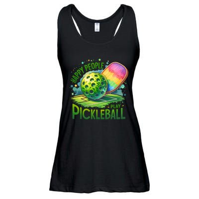 Happy People Play Pickleball Ladies Essential Flowy Tank