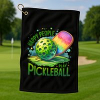 Happy People Play Pickleball Golf Towel