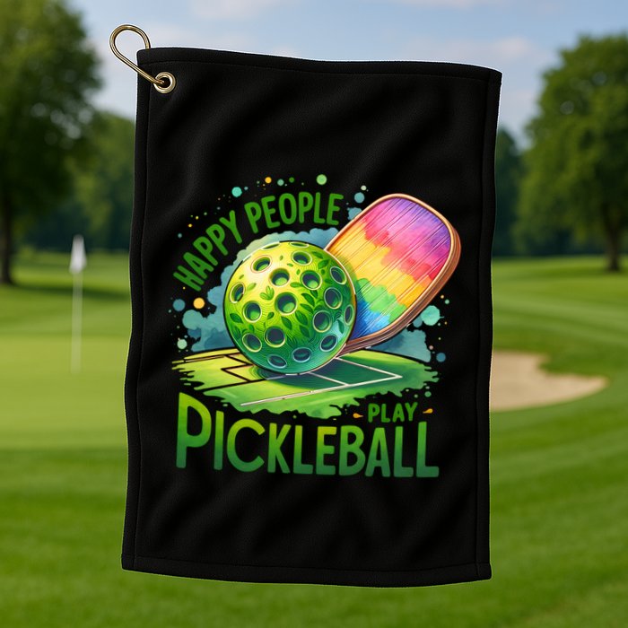 Happy People Play Pickleball Golf Towel