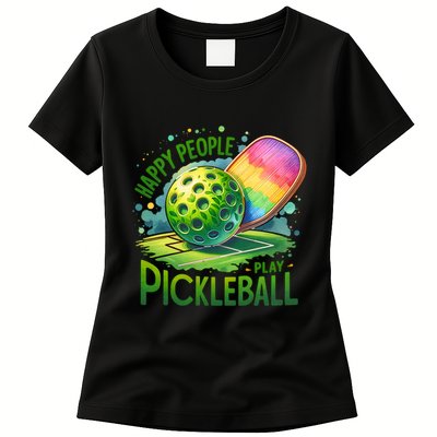 Happy People Play Pickleball Womens T-Shirt