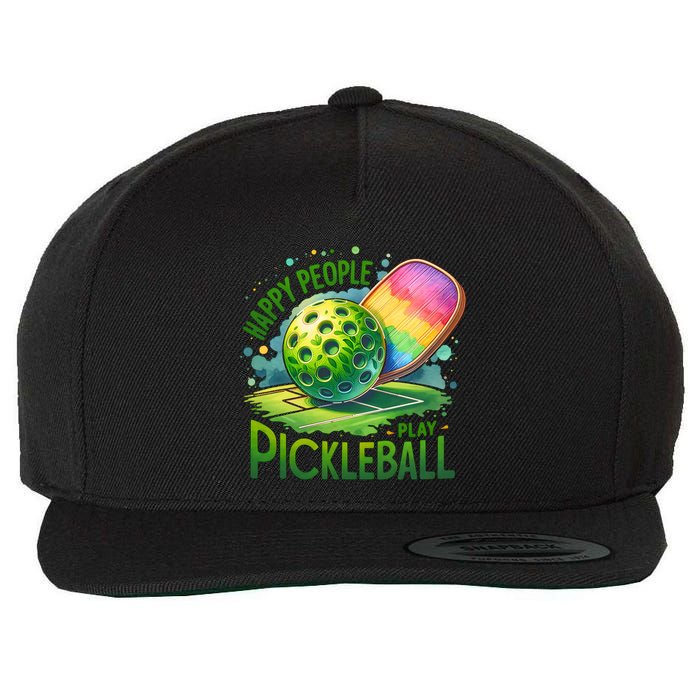 Happy People Play Pickleball Wool Snapback Cap