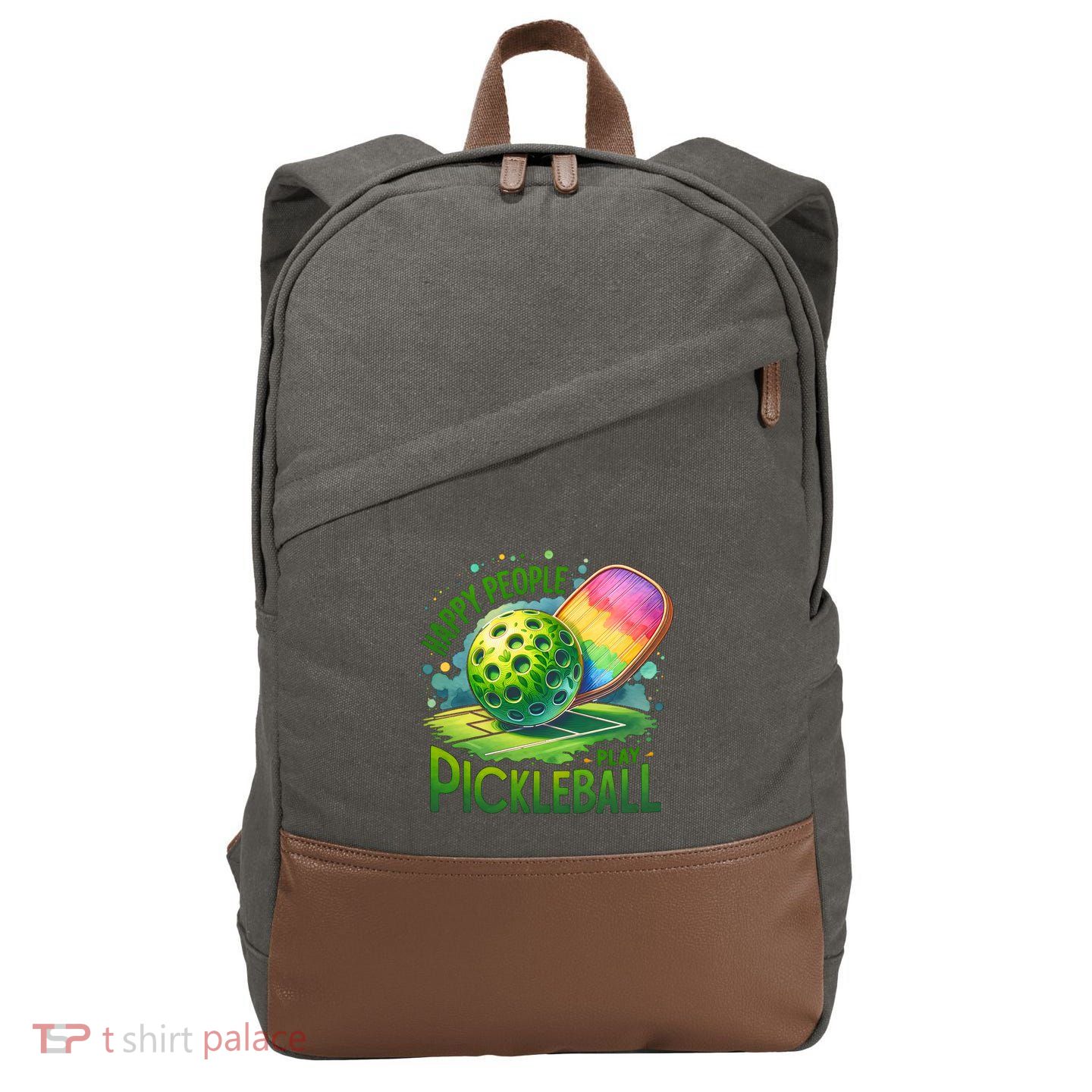 Happy People Play Pickleball Cotton Canvas Backpack