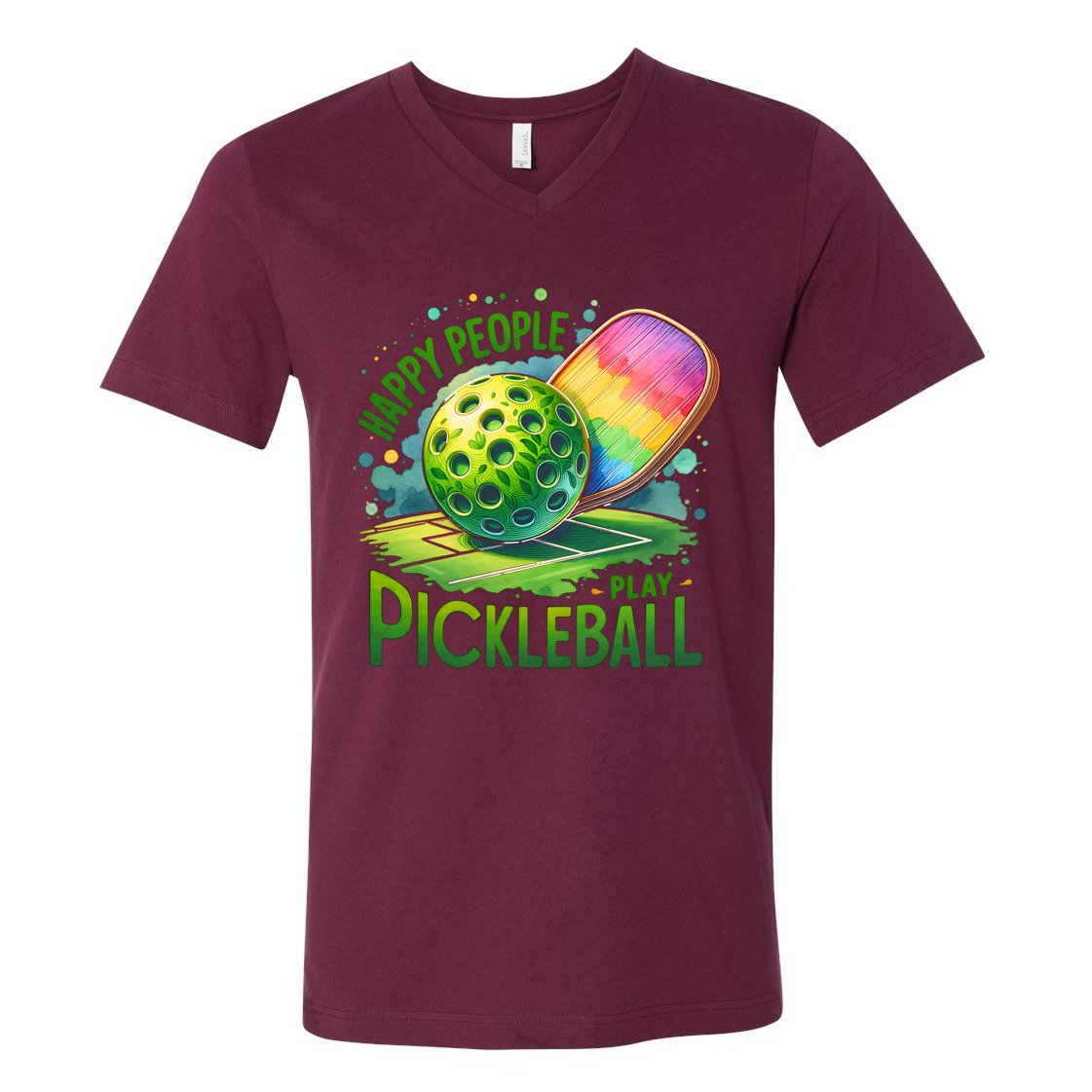 Happy People Play Pickleball V-Neck T-Shirt