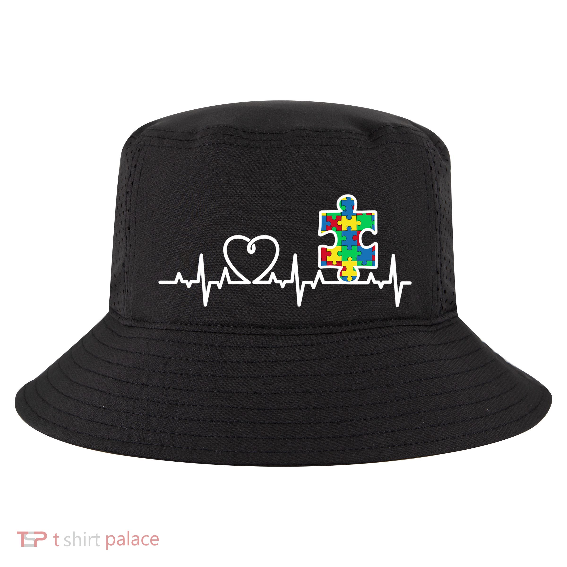 Heart Puzzle Piece Heartbeat Cool Autism Awareness Gift Cool Comfort Performance Bucket Hat