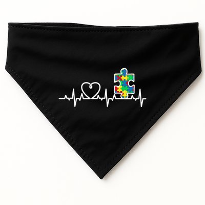 Heart Puzzle Piece Heartbeat Cool Autism Awareness Gift USA-Made Doggie Bandana