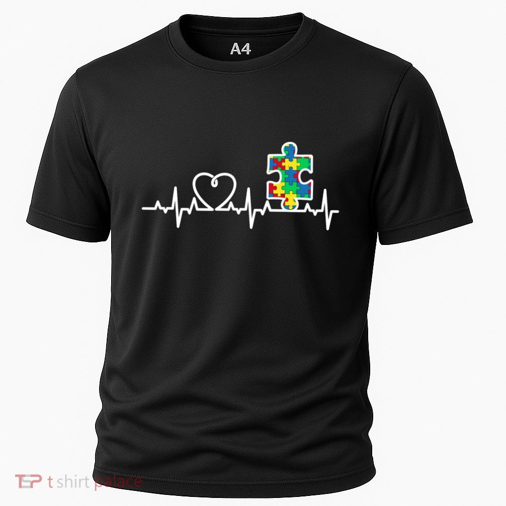 Heart Puzzle Piece Heartbeat Cool Autism Awareness Gift Performance Shirt