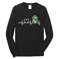 Heart Puzzle Piece Heartbeat Cool Autism Awareness Gift Long Sleeve Shirt