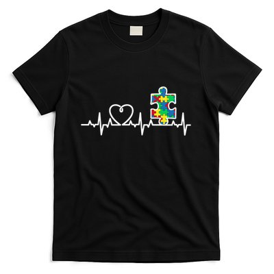 Heart Puzzle Piece Heartbeat Cool Autism Awareness Gift T-Shirt