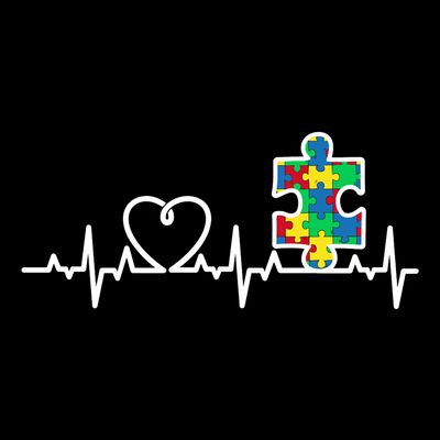Heart Puzzle Piece Heartbeat Cool Autism Awareness Gift T-Shirt