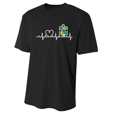 Heart Puzzle Piece Heartbeat Cool Autism Awareness Gift Performance Sprint T-Shirt