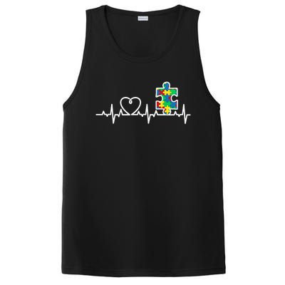 Heart Puzzle Piece Heartbeat Cool Autism Awareness Gift PosiCharge Competitor Tank