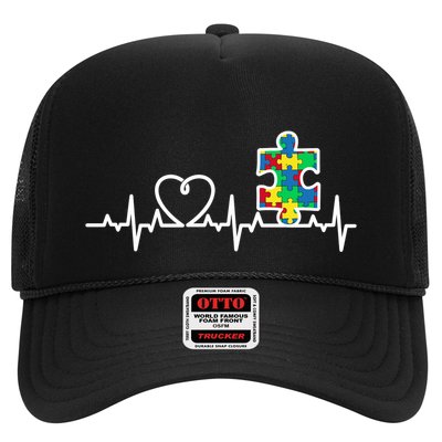 Heart Puzzle Piece Heartbeat Cool Autism Awareness Gift Trucker Hat