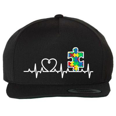 Heart Puzzle Piece Heartbeat Cool Autism Awareness Gift Wool Snapback Cap