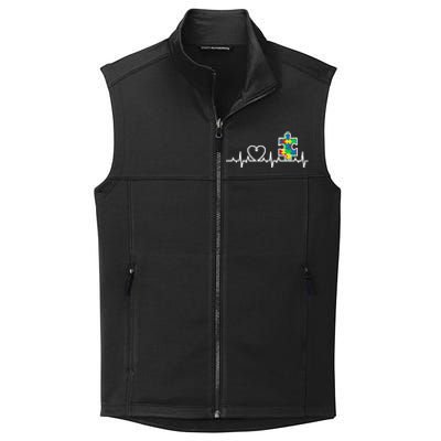 Heart Puzzle Piece Heartbeat Cool Autism Awareness Gift Collective Smooth Fleece Vest