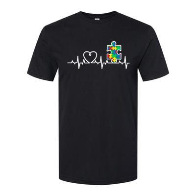 Heart Puzzle Piece Heartbeat Cool Autism Awareness Gift Softstyle® CVC T-Shirt