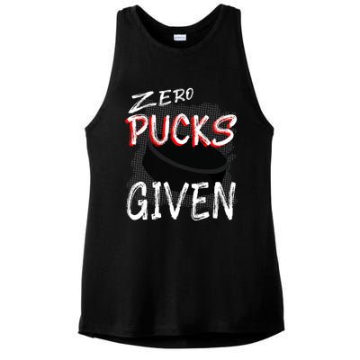 Hockey Player Pun Zero Pucks Given Funny Profanity Gift Ladies PosiCharge Tri-Blend Wicking Tank