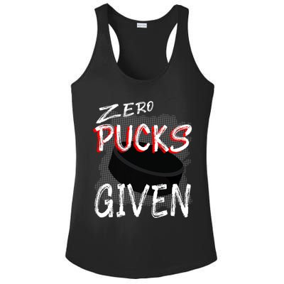 Hockey Player Pun Zero Pucks Given Funny Profanity Gift Ladies PosiCharge Competitor Racerback Tank