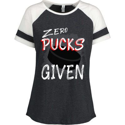 Hockey Player Pun Zero Pucks Given Funny Profanity Gift Enza Ladies Jersey Colorblock Tee