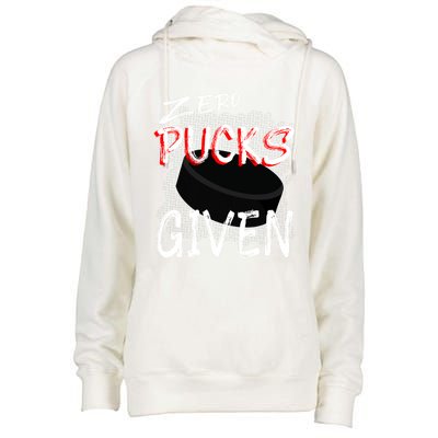 Hockey Player Pun Zero Pucks Given Funny Profanity Gift Womens Funnel Neck Pullover Hood