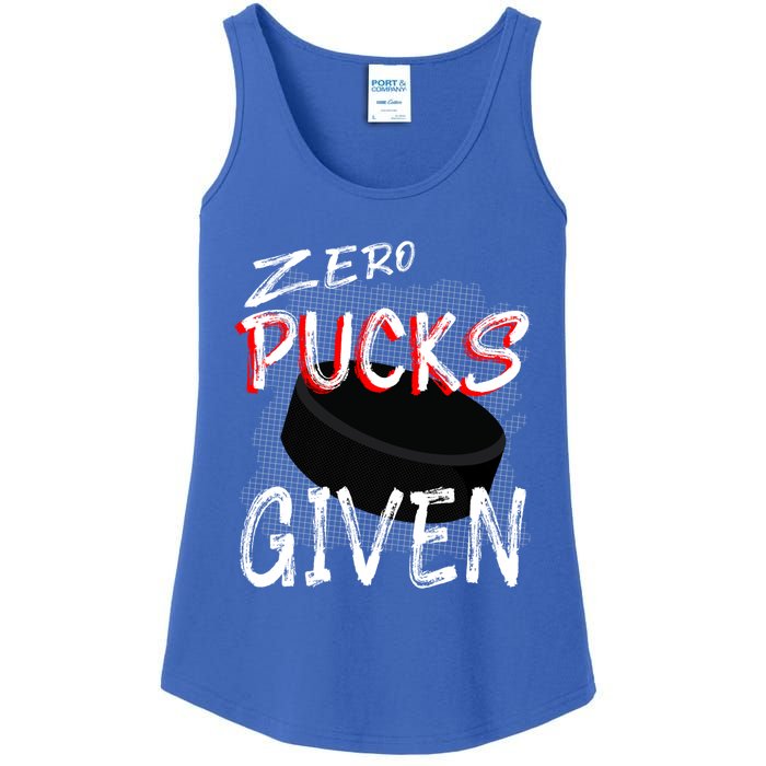 Hockey Player Pun Zero Pucks Given Funny Profanity Gift Ladies Essential Tank