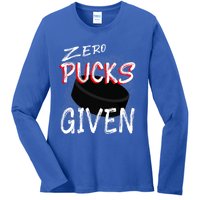 Hockey Player Pun Zero Pucks Given Funny Profanity Gift Ladies Long Sleeve Shirt