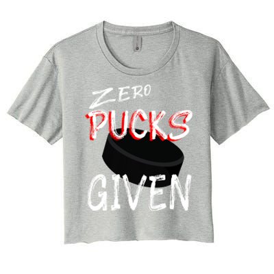 Hockey Player Pun Zero Pucks Given Funny Profanity Gift Women's Crop Top Tee