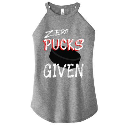 Hockey Player Pun Zero Pucks Given Funny Profanity Gift Women's Perfect Tri Rocker Tank