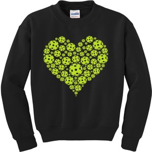 Heart Professional Pickleball Game Players Pickleball Kids Sweatshirt