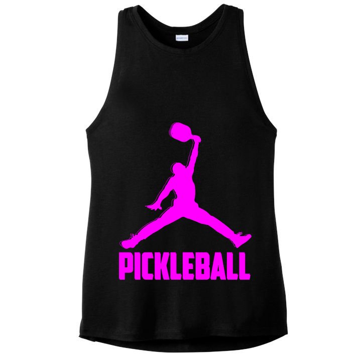 Hot Pink Pickleball Sports Logo Ladies PosiCharge Tri-Blend Wicking Tank