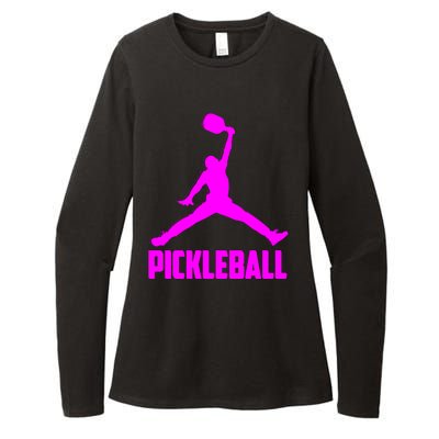 Hot Pink Pickleball Sports Logo Womens CVC Long Sleeve Shirt