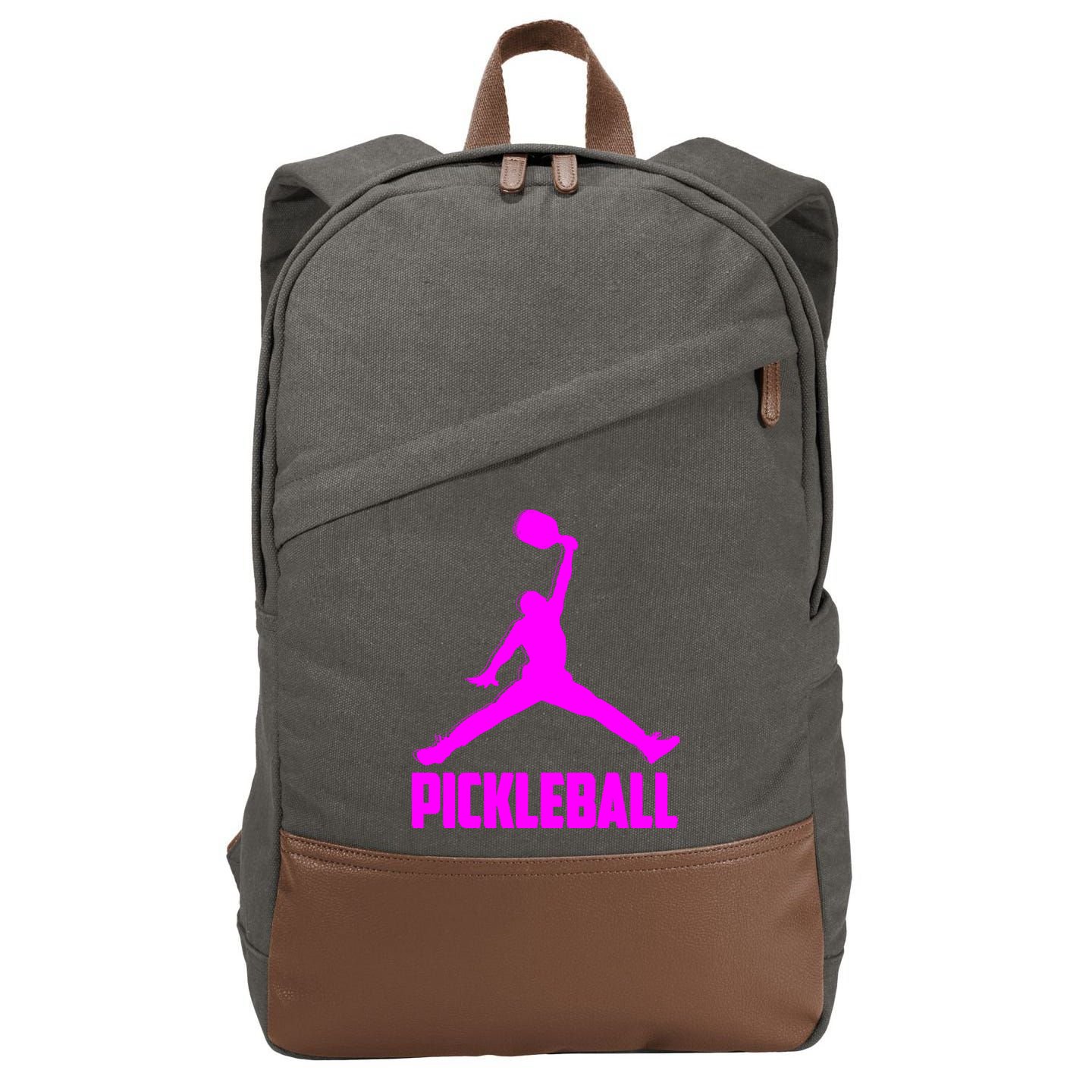 Hot Pink Pickleball Sports Logo Cotton Canvas Backpack