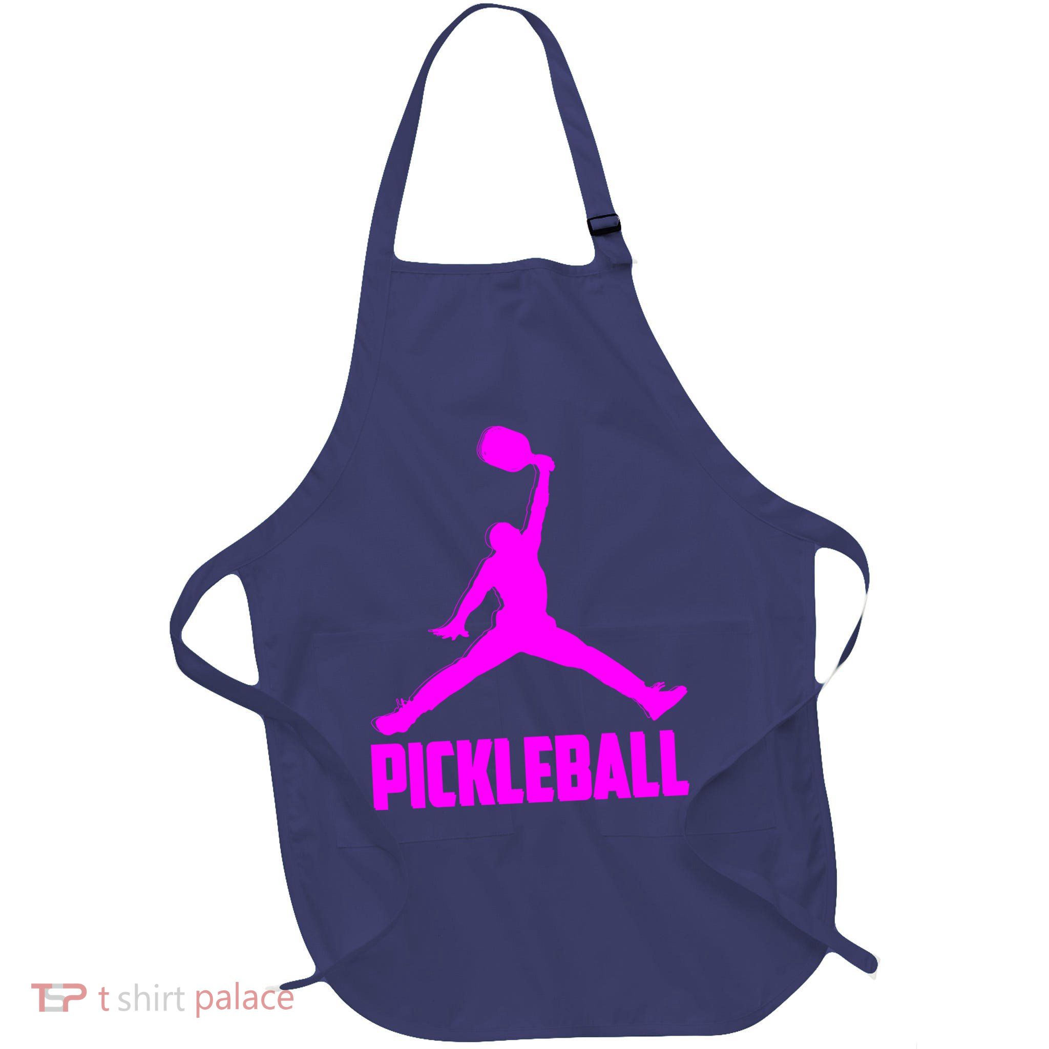 Hot Pink Pickleball Sports Logo Full-Length Apron With Pockets