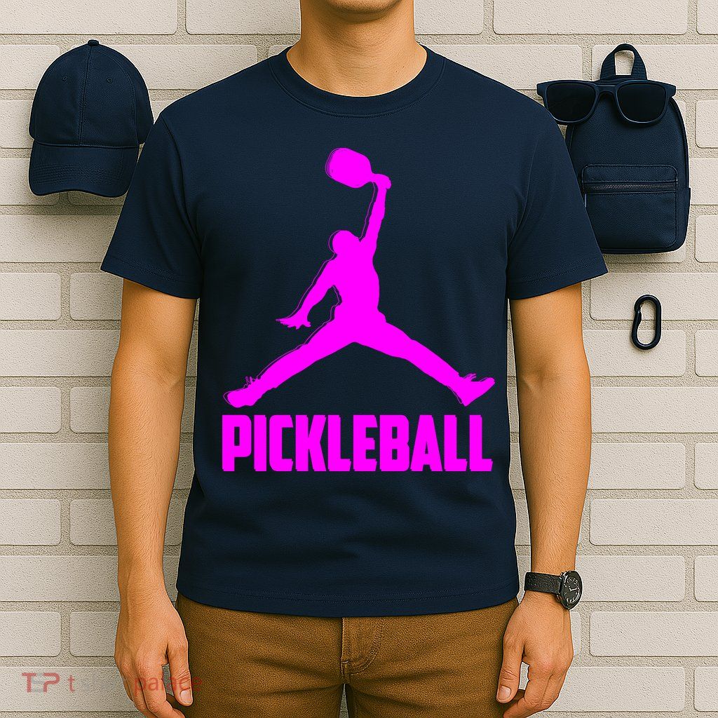 Hot Pink Pickleball Sports Logo T-Shirt